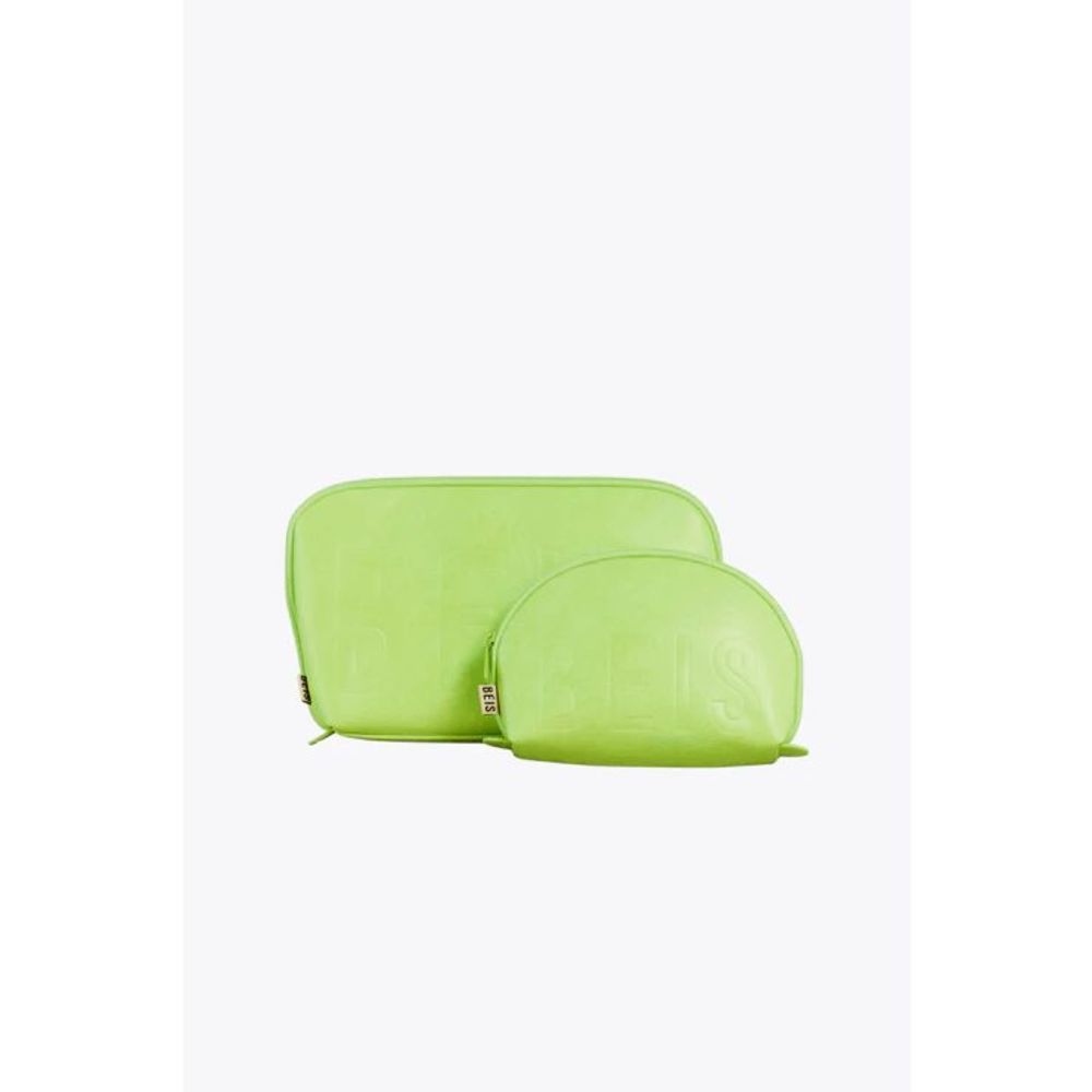 NWT Beis Cosmetic Pouch Set in Green Citron